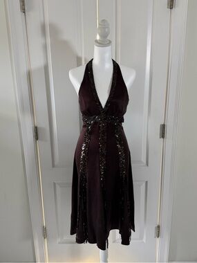 BCBGMaxAzria Backless Brown Sequin Dress